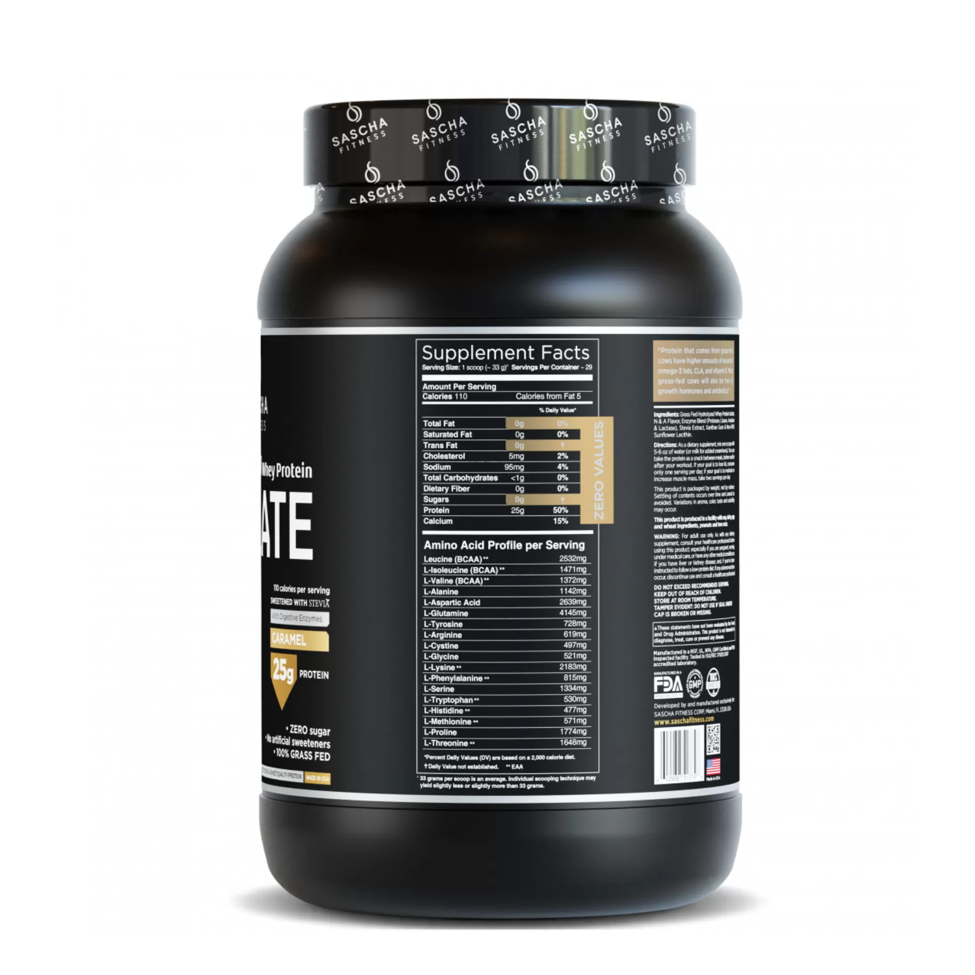 HYDROLYZED Whey Protein ISOLATE CARAMEL – SASCHA FITNESS 2 Lb - Imagen 2